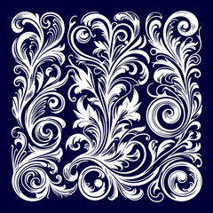  Vintage baroque and rococo styles floral ornamental design elements