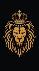 Obraz premium Lion and crown logo isolated background