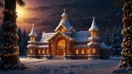 Naklejka premium A snow-covered church