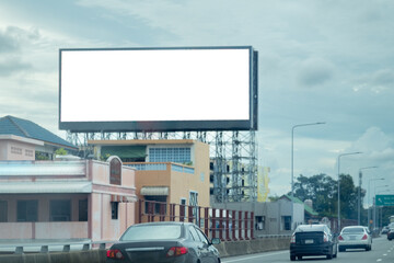 Blank advertising billboard ,mockup poster media template ads display	
