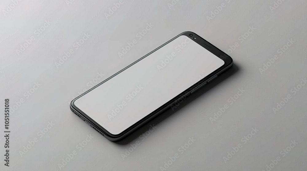 Poster realistic 3d smartphone mockup in isometric view with blank screen