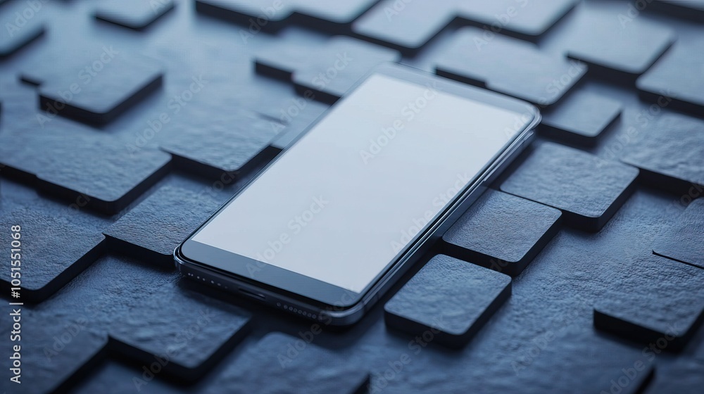 Poster realistic 3d smartphone mockup in isometric view with blank screen