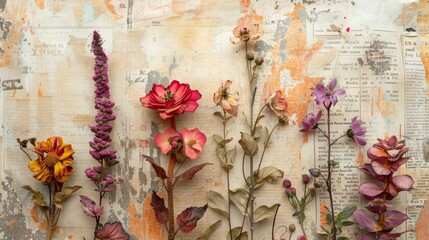 Boho Dried flower arrangement of Banksias, Bark, Ruscus leaves, Bunny tails, yellow flowers and Palm fronds, photographed from above, on a white background. Earthy tones of yellow, brown and creams.
