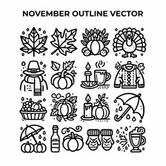 a November month icon vector, suitable for representing the daily themes, seasonal changes, and notable events associated with November.