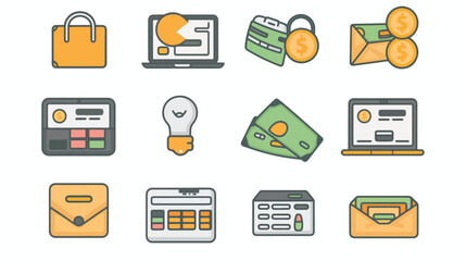 online banking service icons set 