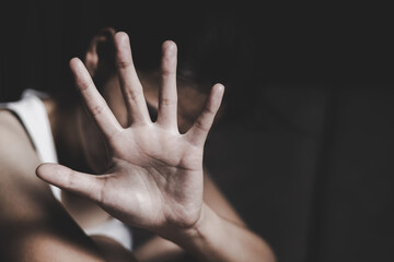 The concept of stopping acts of violence against women. Stop violence against and sexual abuse women, anti trafficking , International Women's Day.