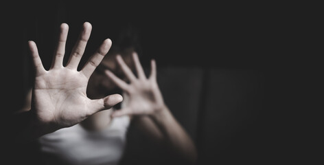 The concept of stopping acts of violence against women. Stop violence against and sexual abuse women, anti trafficking , International Women's Day.