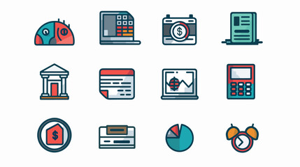 online banking service icons set 