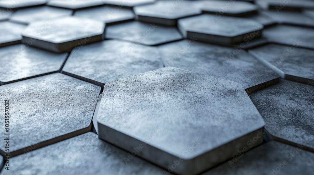 Poster a close-up view of a pattern of grey hexagons
