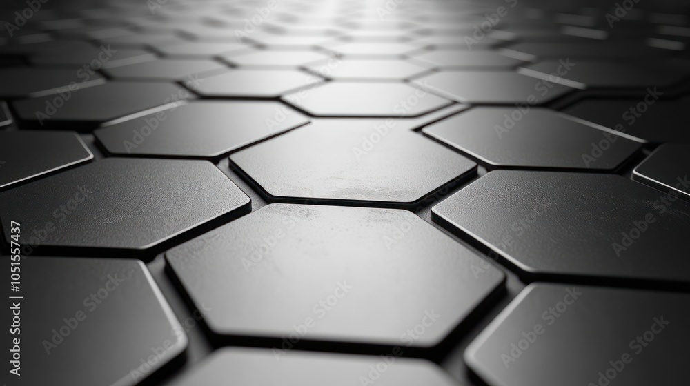 Poster black hexagon pattern with depth and texture