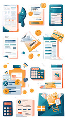 Payment of utility bills set vector illustration, Home Inspection