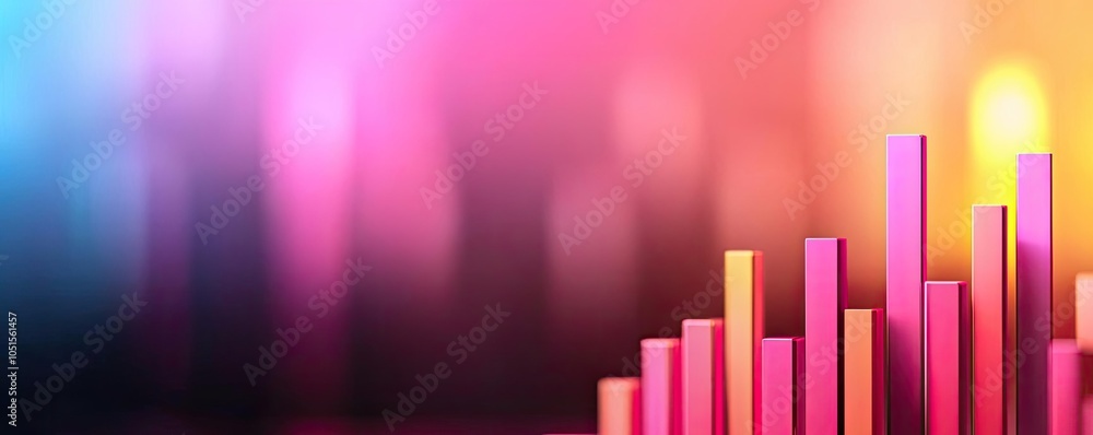 Poster colorful abstract bars representing data visualization and trends.