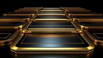 Obraz premium Golden and Black Rectangular Abstract Pattern