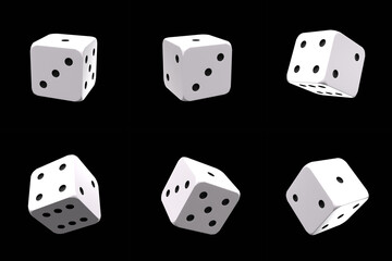 Set of White Casino Dice for Online Playing Games Concept 3D Illustration
