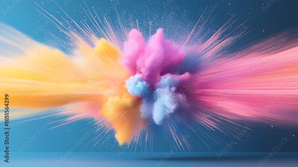 Poster vibrant colorful of glowing particles - unique patterns in digital rendering for stunning visual imp