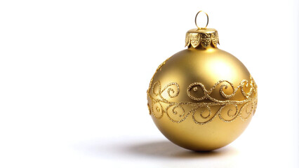 Golden Christmas Ornament Against a Pure White Background