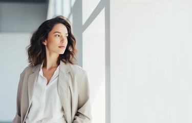 Fototapeta premium The businesswoman with glasses and a bun