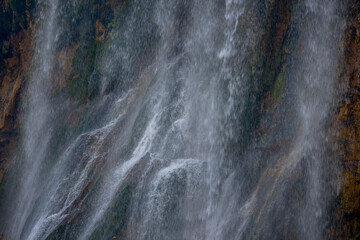Water flowing from a waterfall