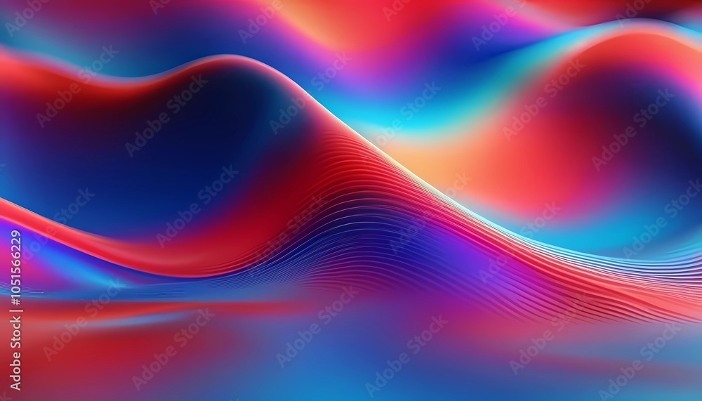 Poster abstract red and blue gradient defocused background design with dynamic wave texture surface. abstra