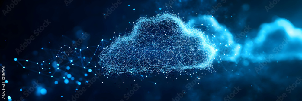 Poster abstract cloud computing network connects on dark blue background