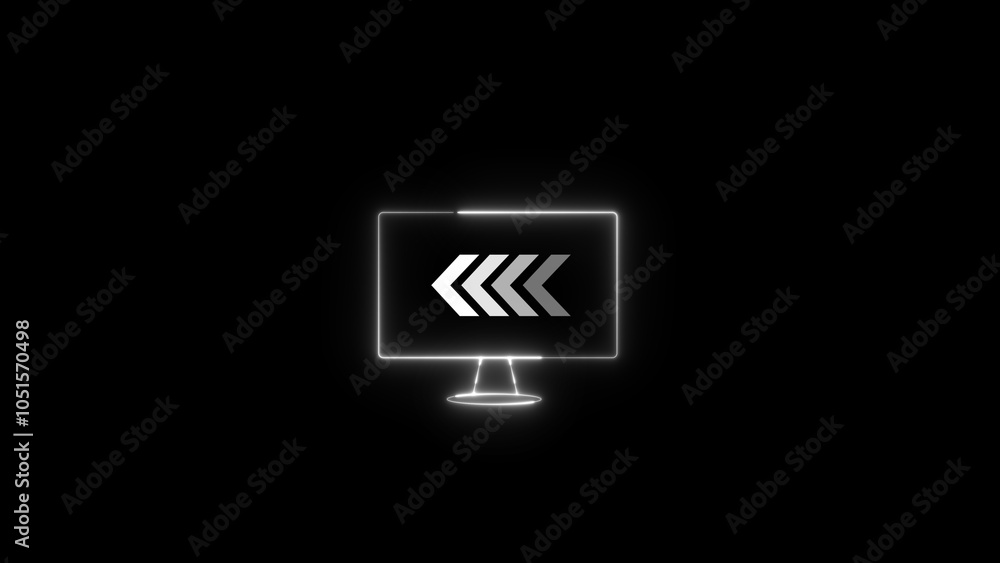 Poster 3d rendering of glowing neon arrows on a black background. flashing direction indicators. see my por