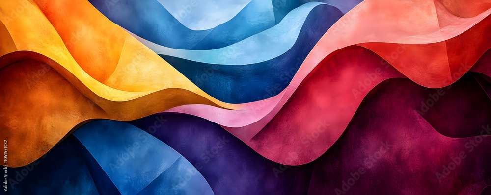 Poster abstract background with colorful wavy shapes and smooth texture with vibrant colors