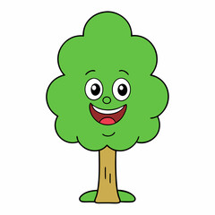 This cute tree character is ideal for children's books, eco-friendly branding, comics, and nature-themed illustrations, adding charm to any kids' media or eco-focused project.