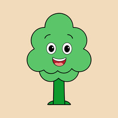 This cute tree character is ideal for children's books, eco-friendly branding, comics, and nature-themed illustrations, adding charm to any kids' media or eco-focused project.