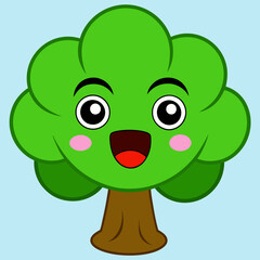 This cute tree character is ideal for children's books, eco-friendly branding, comics, and nature-themed illustrations, adding charm to any kids' media or eco-focused project.