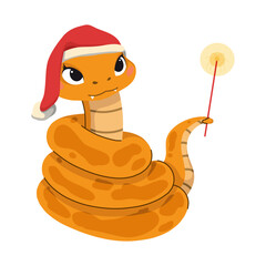 Cute Snake with Fireworks