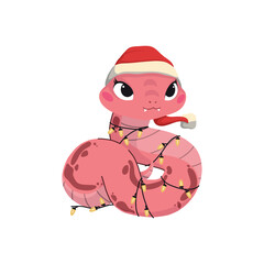 Cute Snake with Lamp Christmas