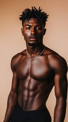 Black queer man posing in a studio, Generative AI