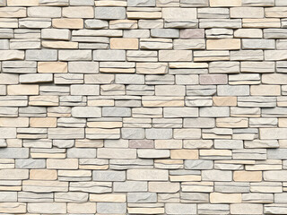 Fototapeta premium Textured stone wall design featuring a variety of light-colored stones in a balanced arrangement, suitable for interior or exterior applications