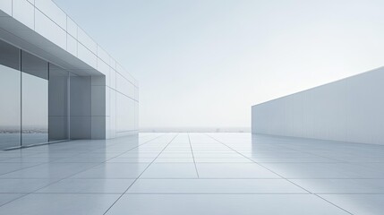 Obraz premium Minimalist Rooftop Space with Modern Architecture