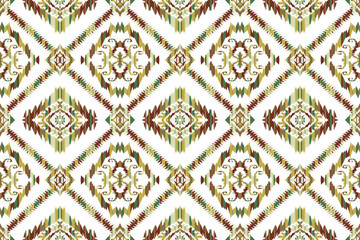 Ikat Abstract Ethnic art. Seamless pattern. geometric art. Design for fabric print, clothing, carpet, curtains, cover, wallpaper, wrapping