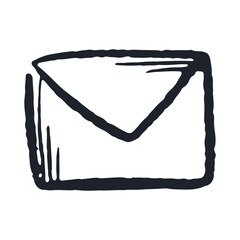 Scribble Sketch Icon of Letter. Hand drawn Chalk Envelope. Doodle Isolated element