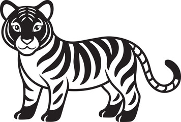 Fototapeta premium Creative Cute Tiger line art vector design with white background