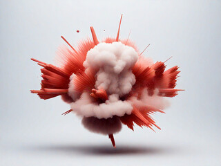 isolated red and white "BoOom!" Onomatopoeia hidden in an explosion, comic book explosion illustration