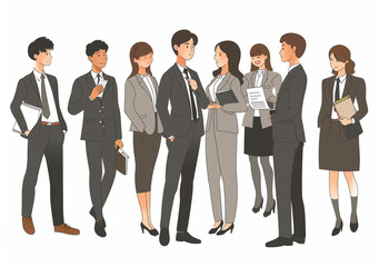 Obraz premium A set of business people talking, vector illustration with a simple, flat design