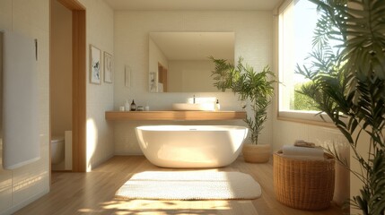 Fototapeta premium Modern bathroom with an empty vanity tray.