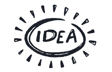 Scribble Sketch Icon of Idea Lettering. Hand drawn Doodle Social Media Isolated element