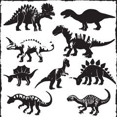 set of black and coloured dinosaurs