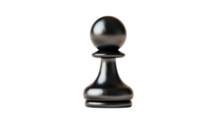 Black chess pawn on transparent background.