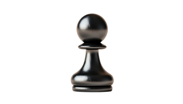 Black chess pawn on transparent background.