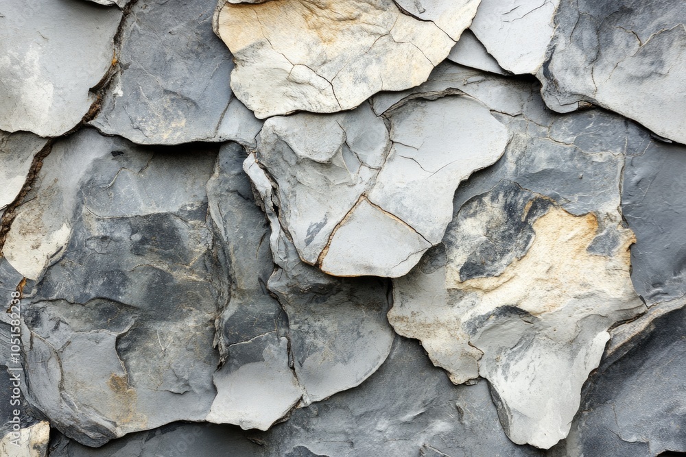 Poster close-up view of a rock wall with rough texture and natural patterns