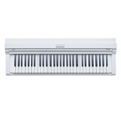 White digital piano isolated on a transparent background.