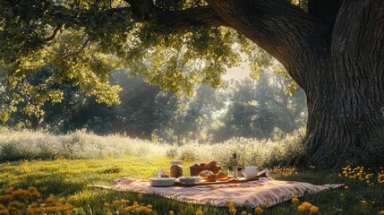 Picnic under shady tree