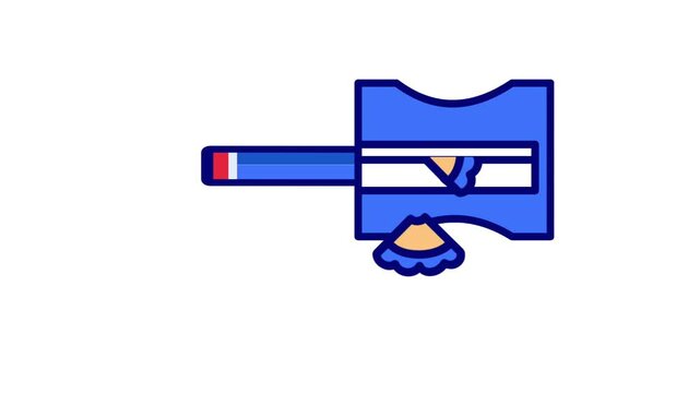Animation of a pencil sharpener with cute character, perfect for educational kids school stuff