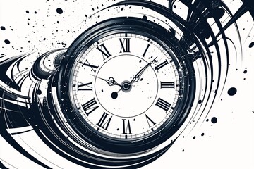 A vector graphic of a ticking clock emerges, highlighting the suspense of unfolding moments against a white backdrop.