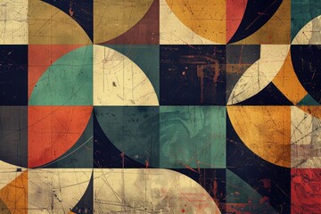 Abstract artwork featuring colorful circles